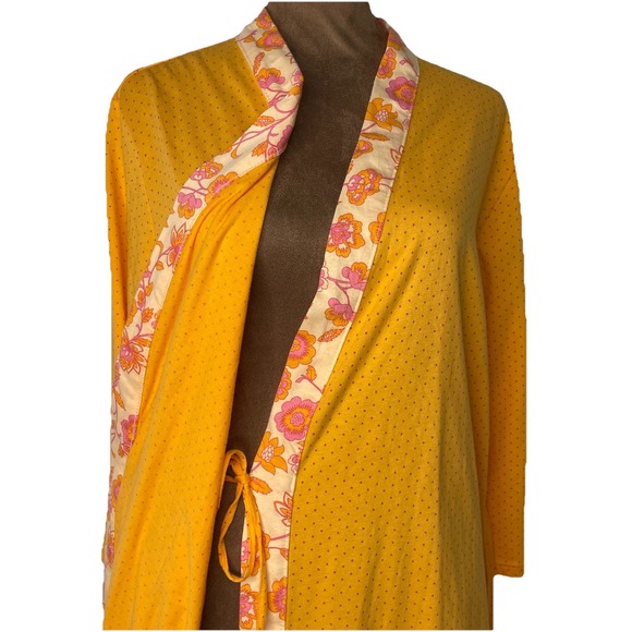 Celestial Dreams Women's Size Large Orange & Pink Dots & Floral Robe W Pockets - Picture 7 of 16